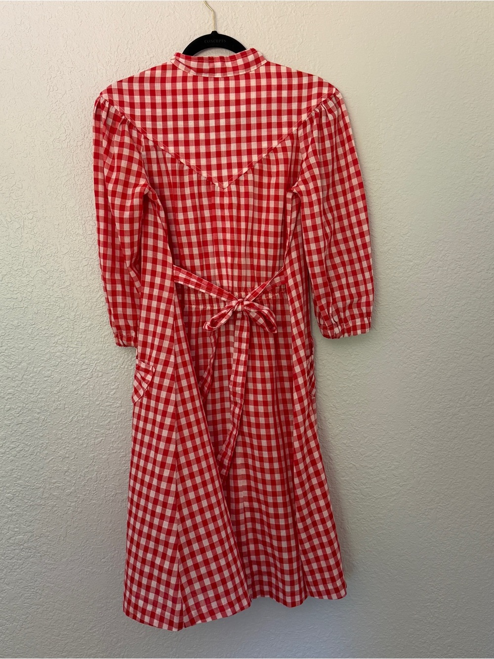 Vintage 1970s Red Gingham A line Shift Dress - Picture 7 of 14